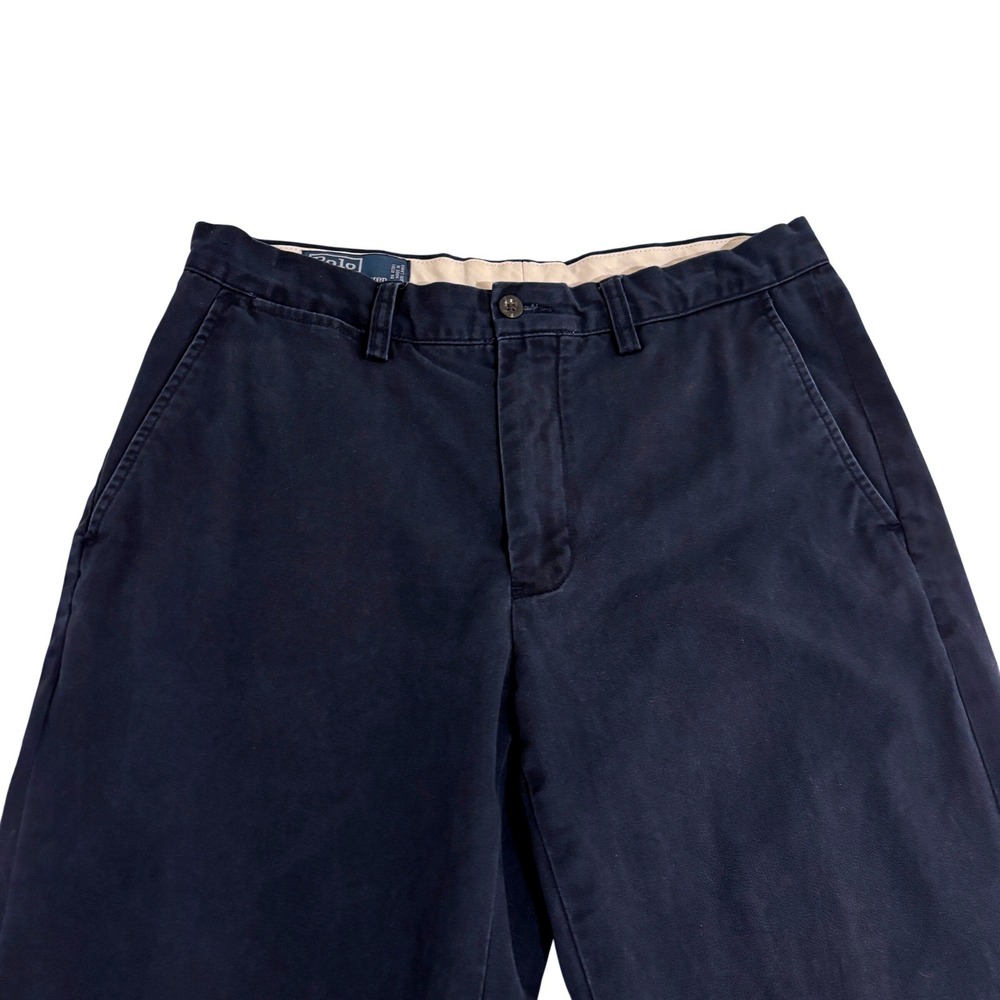 Polo Ralph Lauren Preston Pant Mens M 32x30 Navy Blue Chinos Flat Front Red Pony